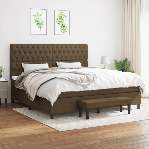vidaXL Boxspringbett mit Matratze Dunkelbraun 200x200 cm Stoff