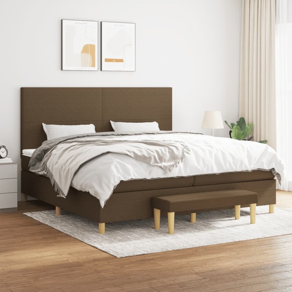 vidaXL Boxspringbett mit Matratze Dunkelbraun 200x200 cm Stoff