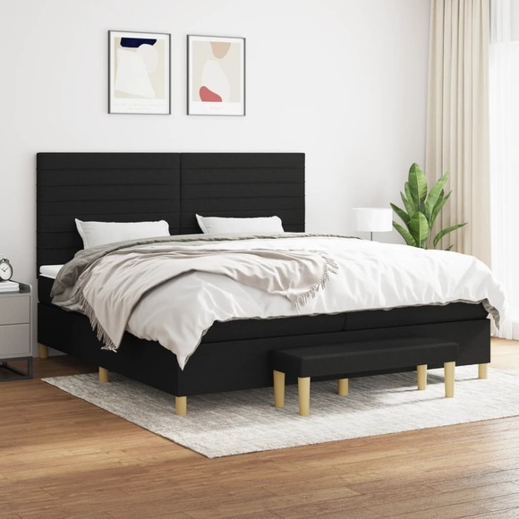vidaXL Boxspringbett mit Matratze Schwarz 200x200 cm Stoff