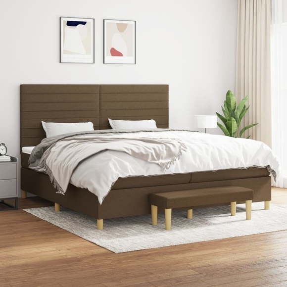 vidaXL Boxspringbett mit Matratze Dunkelbraun 200x200 cm Stoff