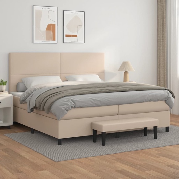 vidaXL Boxspringbett Matratze Cappuccino-Braun 200x200cm Kunstleder