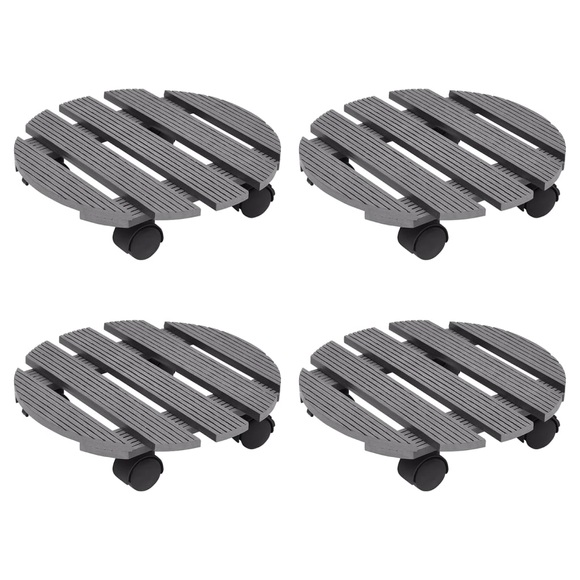 vidaXL Pflanzenroller 4 Stk. Grau Ø30x7,5 cm WPC