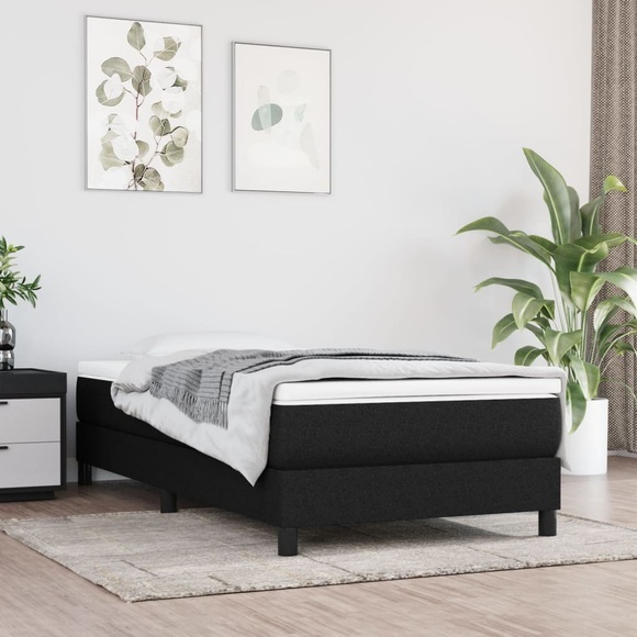 vidaXL Boxspringbett mit Matratze Schwarz 100x200 cm Stoff