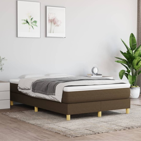 vidaXL Boxspringbett mit Matratze Dunkelbraun 120x200 cm Stoff