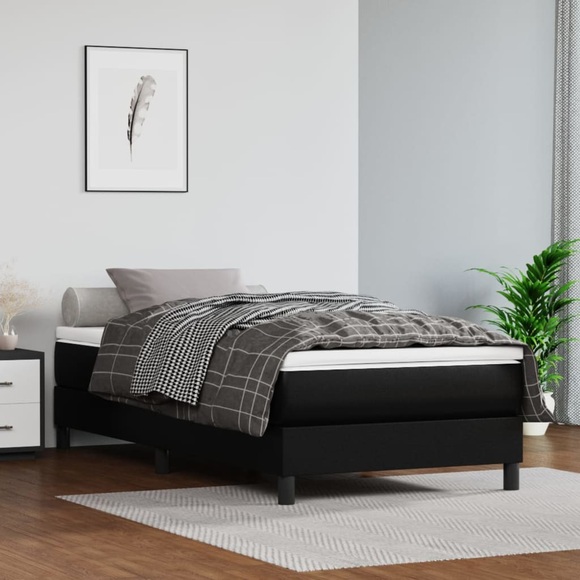 vidaXL Boxspringbett mit Matratze Schwarz 100x200 cm Kunstleder