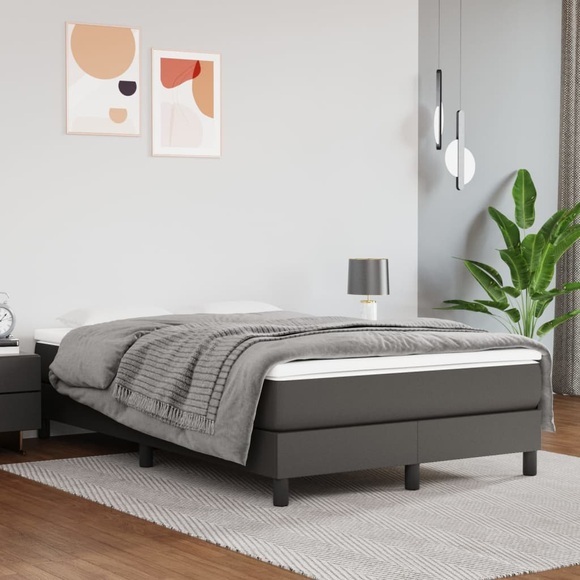 vidaXL Boxspringbett mit Matratze Grau 120x200 cm Kunstleder