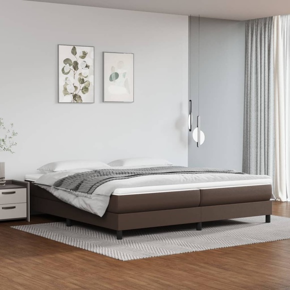 vidaXL Boxspringbett mit Matratze Braun 200x200 cm Kunstleder