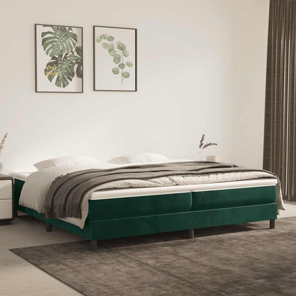 vidaXL Boxspringbett mit Matratze Dunkelgrün 200x200 cm Samt