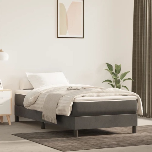 vidaXL Boxspringbett mit Matratze Dunkelgrau 90x190 cm Samt