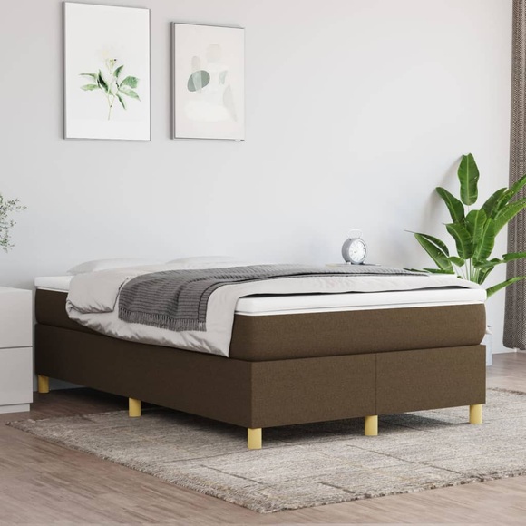 vidaXL Boxspringbett mit Matratze Dunkelbraun 120x200 cm Stoff
