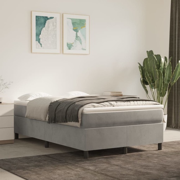 vidaXL Boxspringbett mit Matratze Hellgrau 120x200 cm Samt