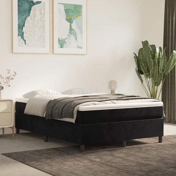 vidaXL Boxspringbett mit Matratze Schwarz 140x200 cm Samt