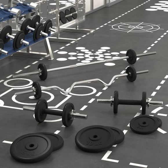 vidaXL Langhantel und Kurzhantel mit Gewichten 90 kg