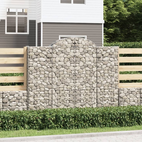 vidaXL Gabionen mit Hochbogen 10 Stk 200x30x160/180cm Verzinktes Eisen