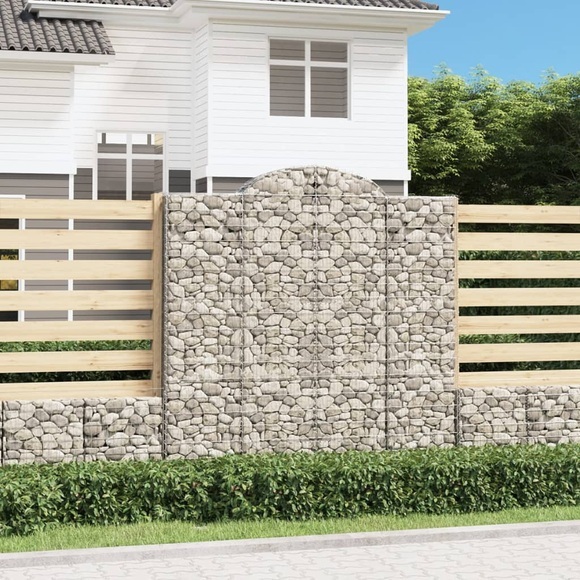 vidaXL Gabionen mit Hochbogen 11 Stk 200x30x200/220cm Verzinktes Eisen