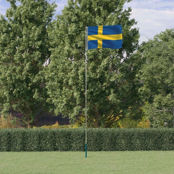 vidaXL Flagge Schwedens mit Mast 5,55 m Aluminium
