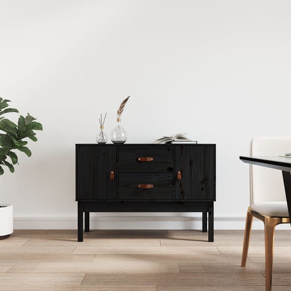 vidaXL Sideboard Schwarz 110x40x78 cm Massivholz Kiefer