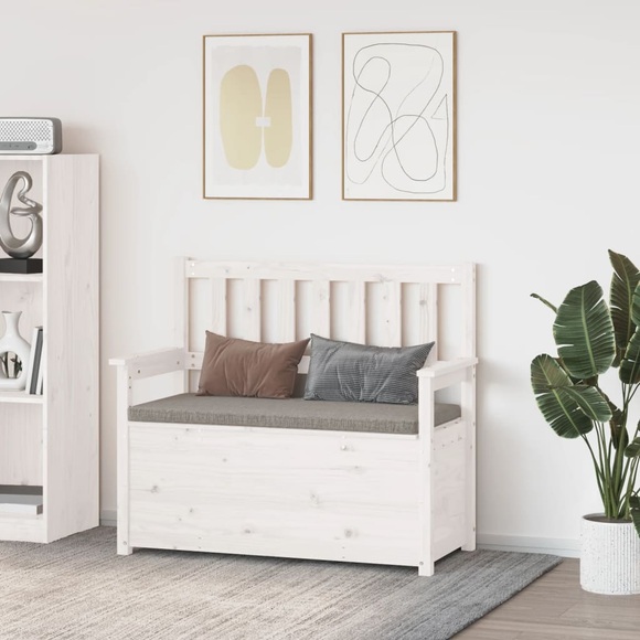 vidaXL Sitzbank Weiß 112,5x51,5x96,5 cm Massivholz Kiefer