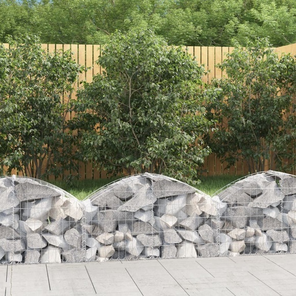 vidaXL Gabione mit Hochbogen 100x30x40/60 cm Verzinktes Eisen