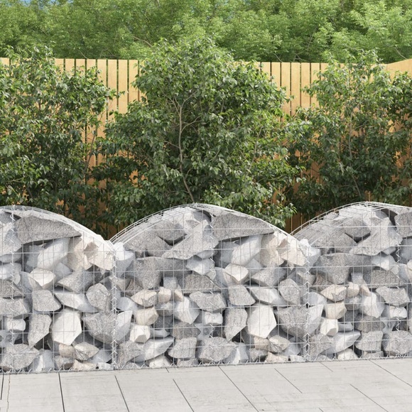 vidaXL Gabione mit Hochbogen 100x50x60/80 cm Verzinktes Eisen