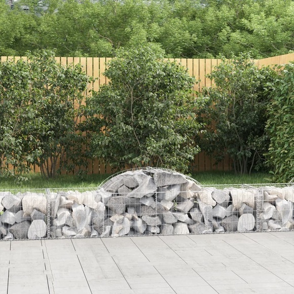 vidaXL Gabione mit Hochbogen 200x50x40/60 cm Verzinktes Eisen