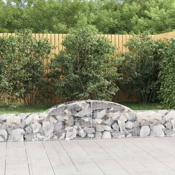 vidaXL Gabione mit Hochbogen 300x30x40/60 cm Verzinktes Eisen