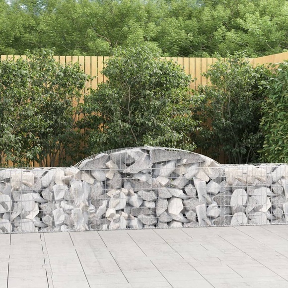 vidaXL Gabione mit Hochbogen 300x30x60/80 cm Verzinktes Eisen