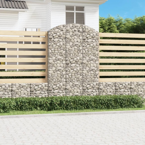 vidaXL Gabione mit Hochbogen 150x30x220/240 cm Verzinktes Eisen