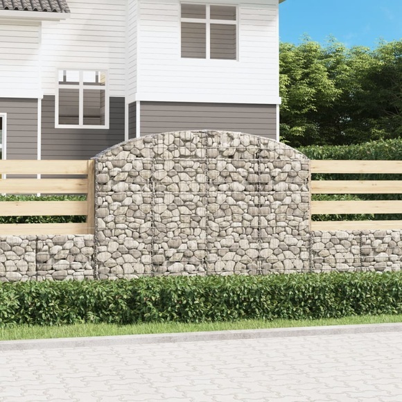 vidaXL Gabione mit Hochbogen 200x30x140/160 cm Verzinktes Eisen