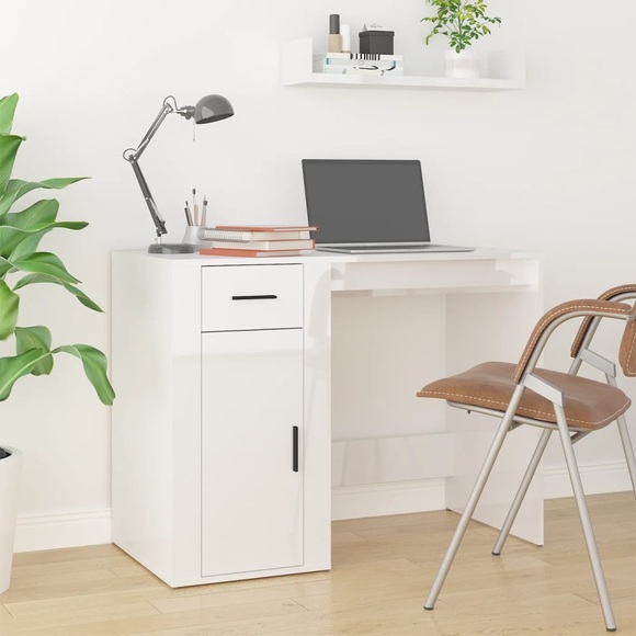 vidaXL Schreibtisch Hochglanz-Weiß 100x49x75 cm Holzwerkstoff