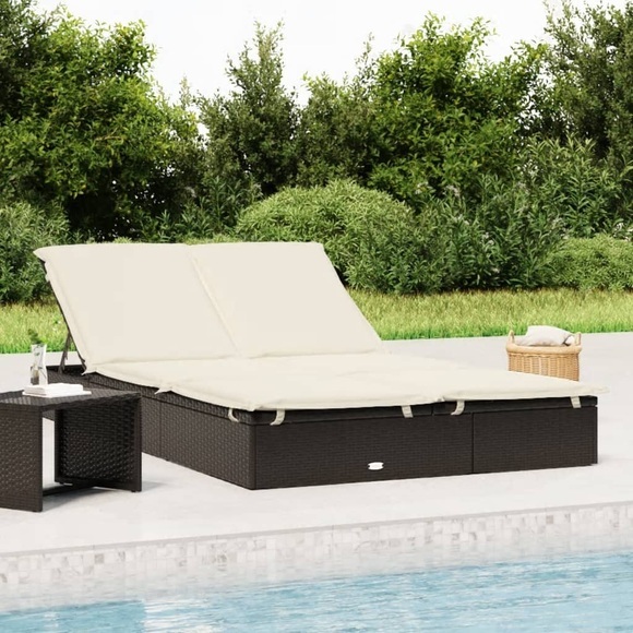 vidaXL Sonnenliegen 2 Stk. Schwarz 201x55x20 cm Poly Rattan