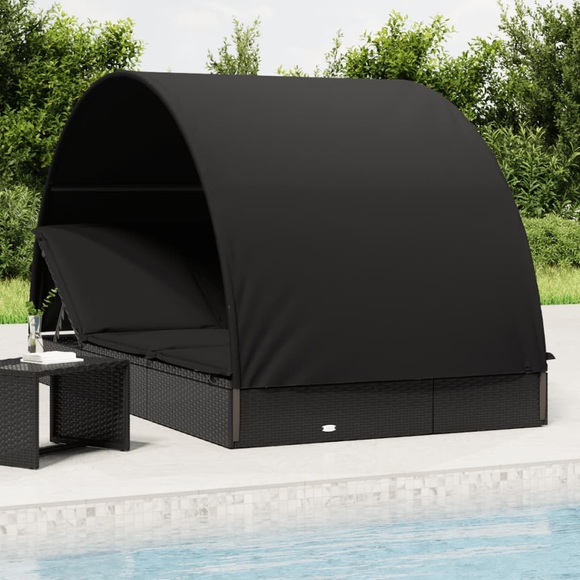 vidaXL Sonnenliege für 2 Personen mit Runddach Schwarz 211x112x140 cm