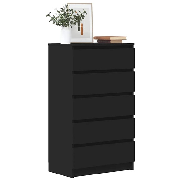 vidaXL Schubladenschrank Schwarz 60x36x103 cm Holzwerkstoff