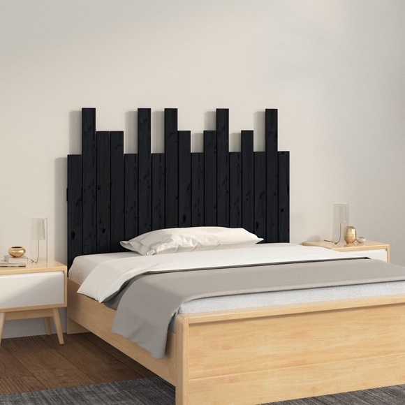 vidaXL Wand-Kopfteil Schwarz 108x3x80 cm Massivholz Kiefer