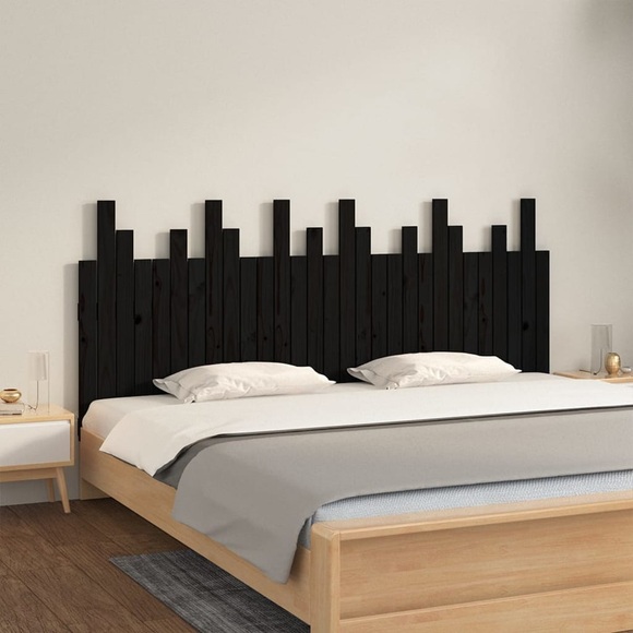 vidaXL Wand-Kopfteil Schwarz 185x3x80 cm Massivholz Kiefer