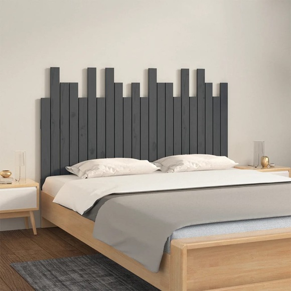 vidaXL Wand-Kopfteil Grau 140x3x80 cm Massivholz Kiefer