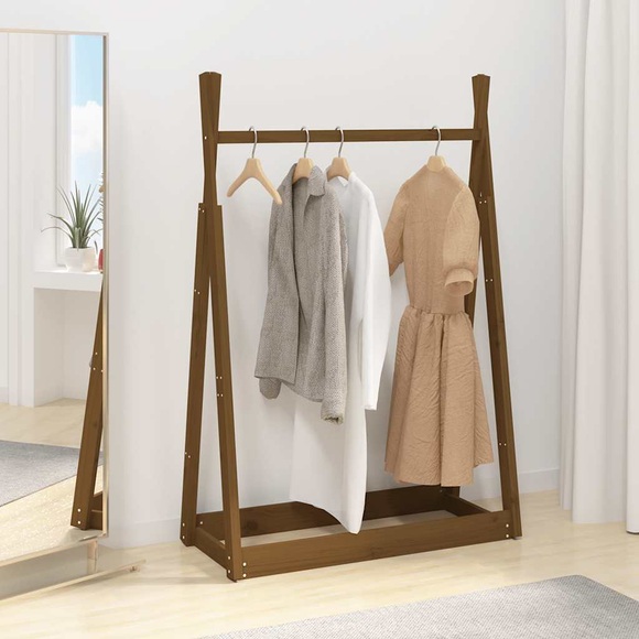 vidaXL Kleiderständer Honigbraun 100x45x150 cm Massivholz Kiefer