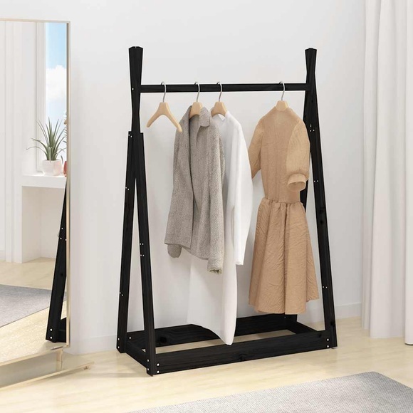vidaXL Kleiderständer Schwarz 100x45x150 cm Massivholz Kiefer