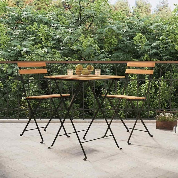 vidaXL 3-tlg. Bitro-Set Klappbar Massivholz Teak und Stahl