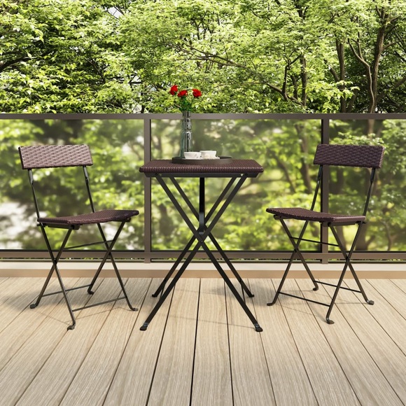 vidaXL 3-tlg. Bistro-Set Klappbar Braun Poly Rattan