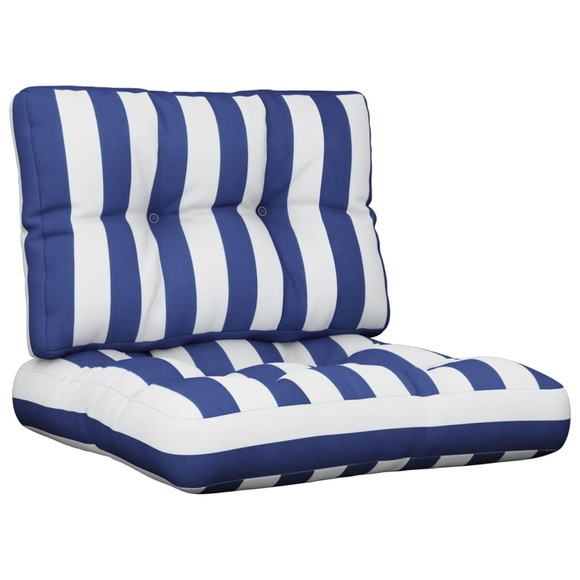 vidaXL Kissen für Palettensofa 2 Stk. Blau & Weiß Gestreift Stoff