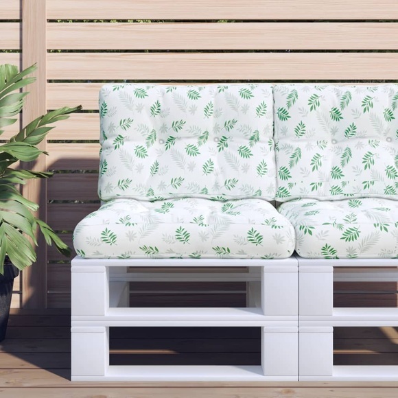 vidaXL Kissen für Palettensofa 2 Stk. Blatt-Motiv Stoff