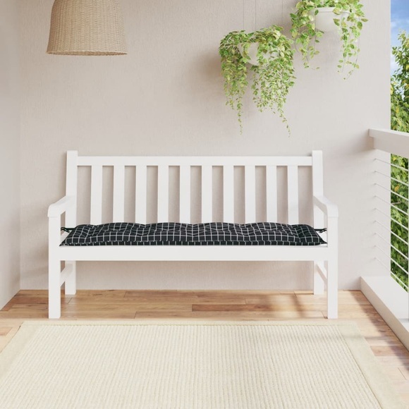 vidaXL Bankauflage Schwarz Karomuster 150x50x7 cm Stoff