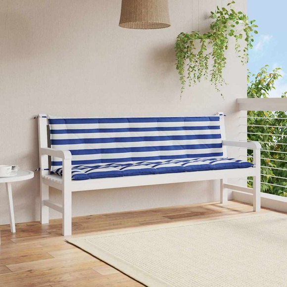 vidaXL Bankauflagen 2 Stk. Blau & Weiß Gestreift 180x50x7 cm Stoff