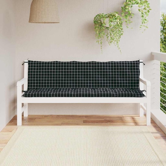vidaXL Bankauflagen 2 Stk. Schwarz Karomuster 180x50x7 cm Stoff