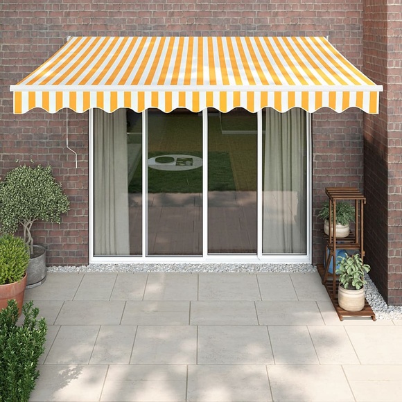 vidaXL Gelenkarmmarkise Gelb und Weiß 3,5x2,5 m Stoff und Aluminium