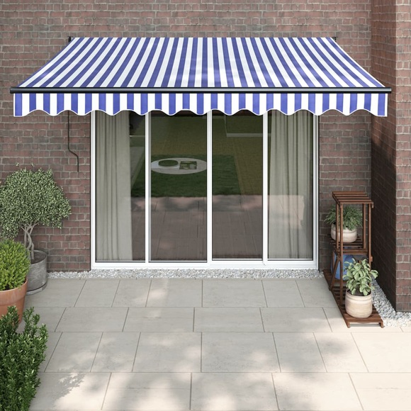 vidaXL Gelenkarmmarkise Blau und Weiß 3,5x2,5 m Stoff und Aluminium