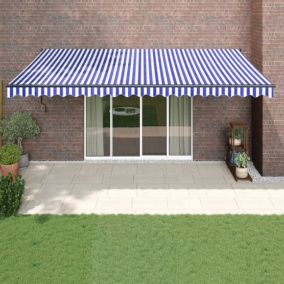 vidaXL Gelenkarmmarkise Blau und Weiß 5x3 m Stoff und Aluminium