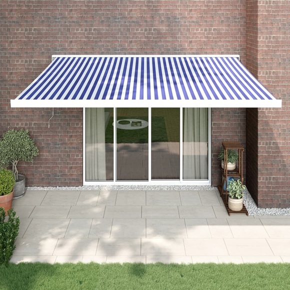 vidaXL Gelenkarmmarkise Blau und Weiß 4x3 m Stoff und Aluminium
