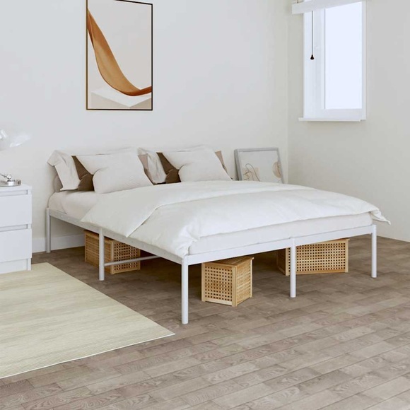 vidaXL Bettgestell Weiß 196x146x31 cm Stahl